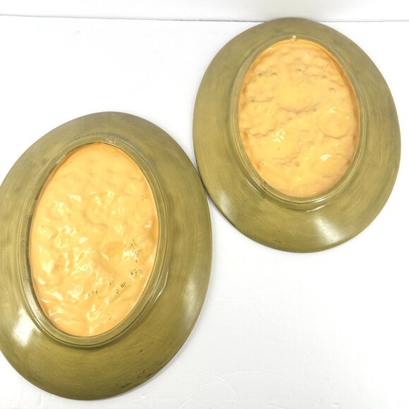 Atlantic Mold 1970s Floral Plaques Set 2 Hand Painted Vintage Retro Cottagecore - Picture 2 of 6